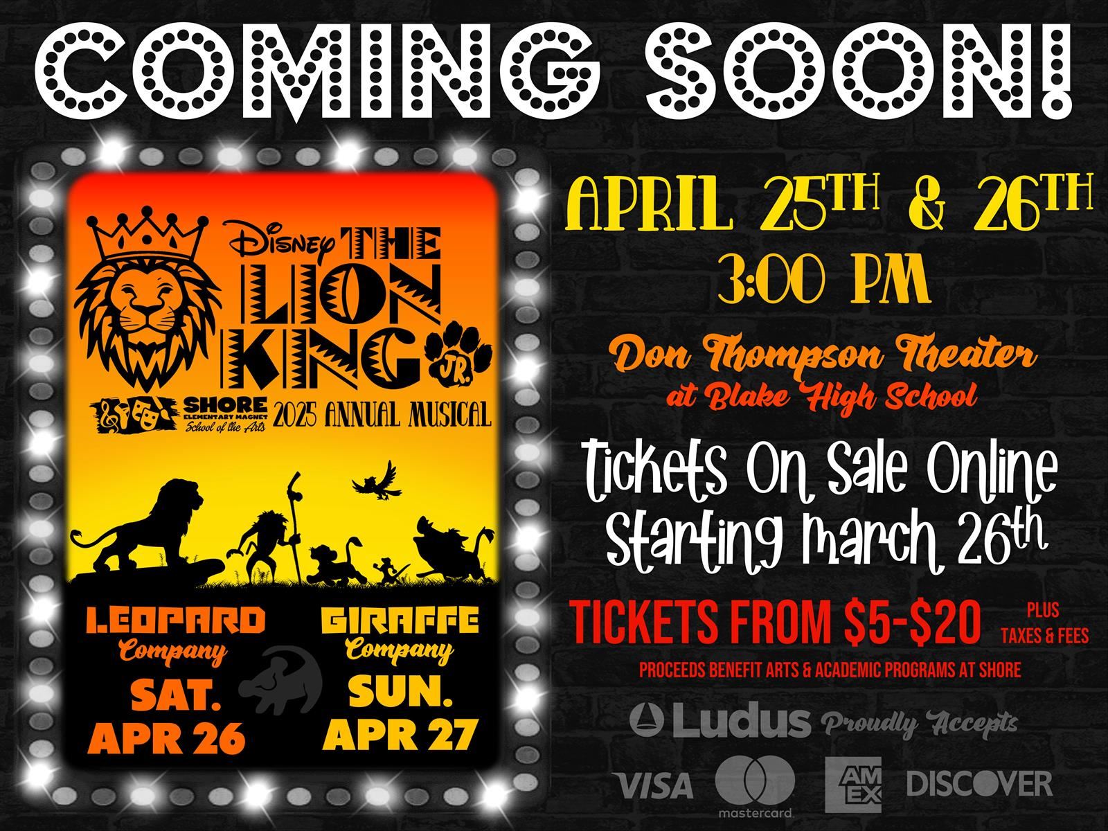  Musical Tickets on Sale 3/26